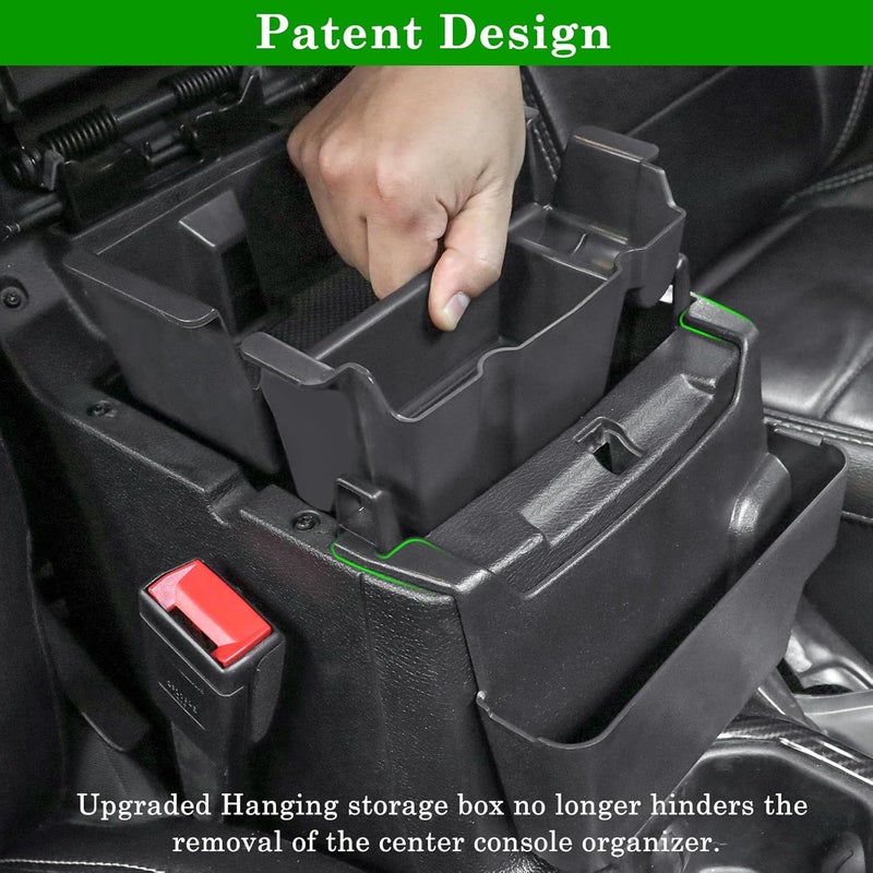 Eamplest 4PCS Center Console Organizer for 2018-2022 2023 Jeep Wrangler JL JLU and Gladiator JT Accessories Gear Shift Side Tray Organizer,Hanging Armrest Storage Box (Not for JK/JKU) - Image 3